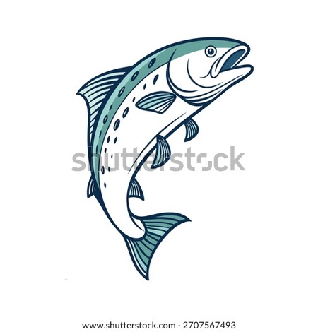 Elegant Salmon Vector Outline on Crisp White Background