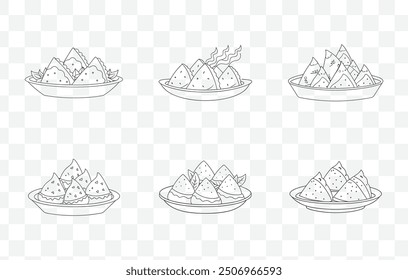 Elegant Samosa Line Art Vector Collection for Culinary and Food Design Projects