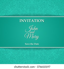 Elegant Save The Date card design. Vintage floral invitation card template. Luxury swirl greeting card.