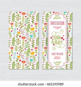 Elegant Save The Date card design. Vintage floral invitation card template. Vector illustration