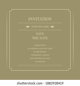 Elegant save the date card with lace decoration, vintage wedding invitation or announcement template, vector esp10