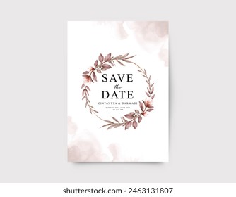 Elegant save the date invitation card set with watercolor floral