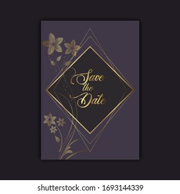 Elegante guardar la invitación de fecha con un diseño floral decorativo