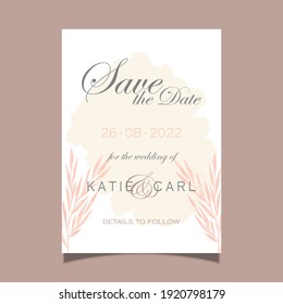 Elegant save the date invitation with hand painted watercolour design 