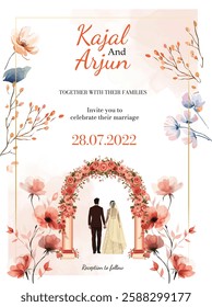 Elegant Save the Date Wedding Invitation PSD Floral, Luxury, Modern  Editable Template