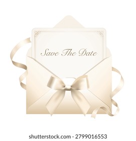 Elegant 'Save The Date' Wedding Invitation in Envelope with Ribbon