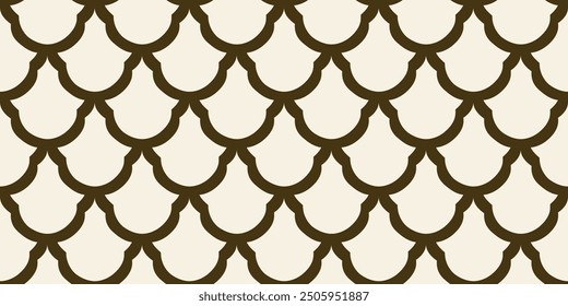 Elegant scales pattern traditional motif original design seamless vector background. Fish scale, dragon skin texture. Modern japanese style fabric textile swatch. Easy to recolor all over print block.