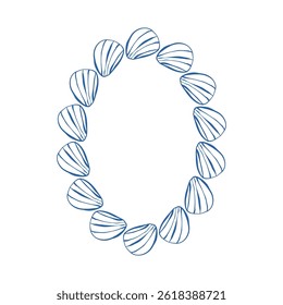 Elegant scalloped frame for greeting cards wedding invitations and branding with soft flowing lines on white background