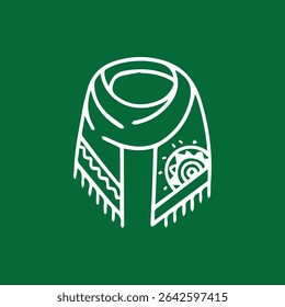Um design elegante cachecol com um simples desenho gráfico de linha isolado em um fundo verde.