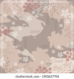 elegantes Schiefermuster mit floralem Design auf braunem Hintergrund