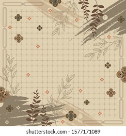 Elegant scarf pattern with leaf and ethnic element. Hijab design