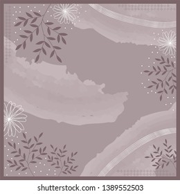 Elegant scarf pattern with leaf and lilac color design
