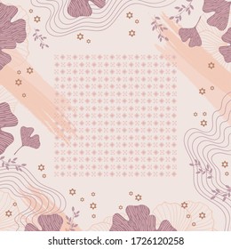 Elegant scarf pattern with lines and leaf ornament. Hijab design