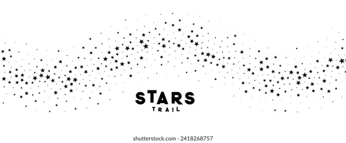 elegant scattered stars wavy trail path white background vector