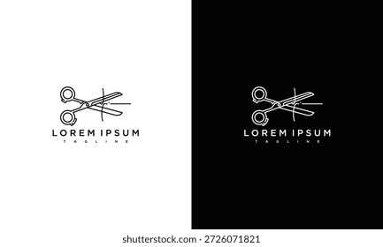 Diseño elegante del logotipo de las tijeras en fondos contrastantes