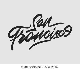 Elegant script calligraphy 'San Francisco' for creative designs, logos, or city-related branding. High-resolution vector file suitable for print and digital projects.