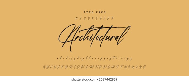 Tipografia de alfabeto de fonte de script elegante. Fonte da Assinatura Caligrafia Logotipo Script Pincel Tipo Fonte Letras de fonte manuscritas
