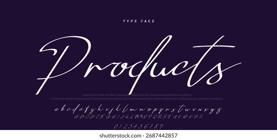 Elegant Script Font Alphabet Typography. Signature Font Calligraphy Logotype Script Brush Font Type Font lettering handwritten