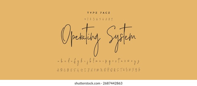 Tipografía elegante del alfabeto de la fuente del script. Signature Font Calligraphy Logotype Script Brush Tipo de fuente Letras de fuentes escritas a mano