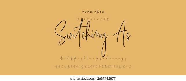 Elegant Script Font Alphabet Typography. Signature Font Calligraphy Logotype Script Brush Font Type Font lettering handwritten