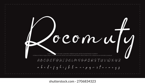 
Tipografía elegante del alfabeto de la fuente del script. Signature Font Calligraphy Logotype Script Brush Tipo de fuente Letras de fuentes escritas a mano  