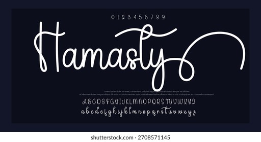 Tipografía elegante del alfabeto de la fuente del script. Signature Font Calligraphy Logotype Script Brush Tipo de fuente Letras de fuentes escritas a mano  
