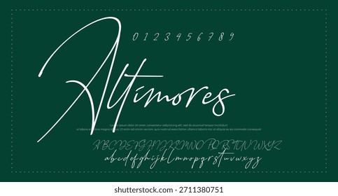 Tipografía elegante del alfabeto de la fuente del script. Signature Font Calligraphy Logotype Script Brush Tipo de fuente Letras de fuentes escritas a mano