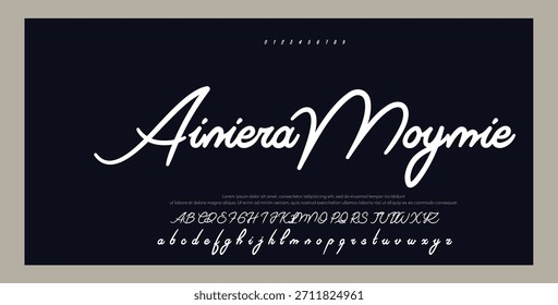 Tipografía elegante del alfabeto de la fuente del script. Signature Font Calligraphy Logotype Script Brush Tipo de fuente Letras de fuentes escritas a mano