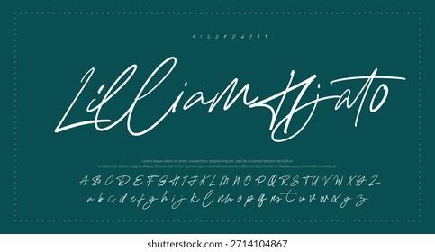 
Tipografía elegante del alfabeto de la fuente del script. Signature Font Calligraphy Logotype Script Brush Tipo de fuente Letras de fuentes escritas a mano