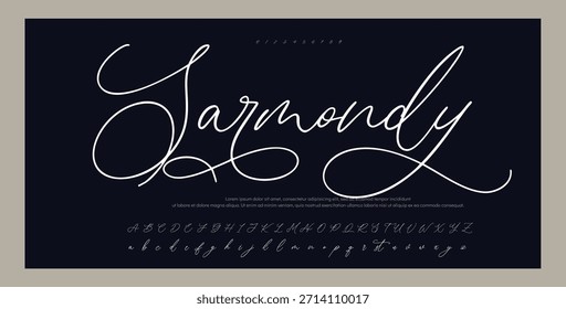 Tipografía elegante del alfabeto de la fuente del script. Signature Font Calligraphy Logotype Script Brush Tipo de fuente Letras de fuentes escritas a mano
