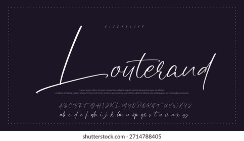 Tipografía elegante del alfabeto de la fuente del script. Signature Font Calligraphy Logotype Script Brush Tipo de fuente Letras de fuentes escritas a mano 