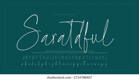 Tipografía elegante del alfabeto de la fuente del script. Signature Font Calligraphy Logotype Script Brush Tipo de fuente Letras de fuentes escritas a mano 