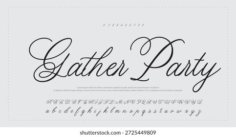 Tipografía elegante del alfabeto de la fuente del script 