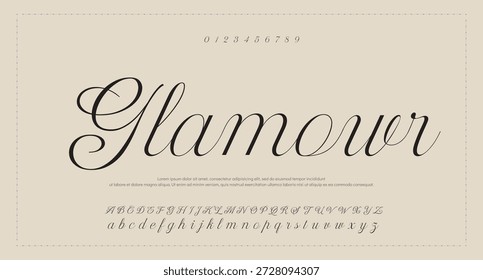 
Tipografía elegante del alfabeto de la fuente del guion. Signature Font Calligraphy Logotype Script Brush Tipo de fuente Letras de fuentes escritas a mano 