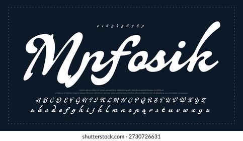 
Tipografía elegante del alfabeto de la fuente del guion. Signature Font Calligraphy Logotype Script Brush Tipo de fuente Letras de fuentes escritas a mano  