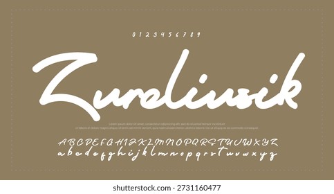 
Tipografía elegante del alfabeto de la fuente del guion. Signature Font Calligraphy Logotype Script Brush Tipo de fuente Letras de fuentes escritas a mano 