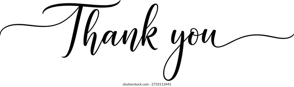 Elegant Script " Thank You" Vector Text Design Element  illustration icon silhouette