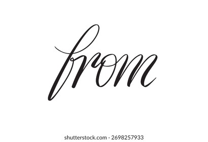 Elegant script typography vector for the word from, suitable as a refined, small connector in wedding stationery and high-end documents.
