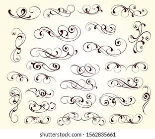 Set Elegant Decorative Scroll Elements Vector Stock Vector (Royalty ...