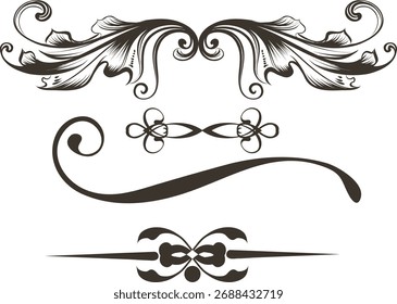 Elegant scrollwork dividers perfect for vintage document decoration.