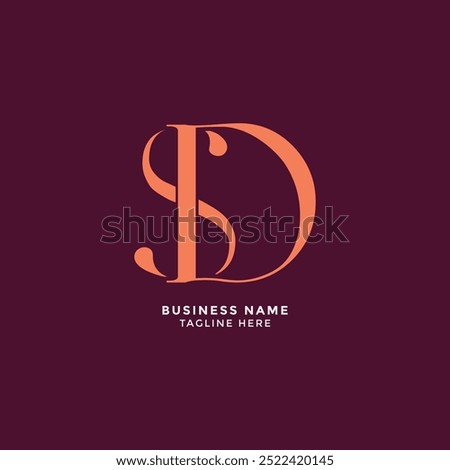 Elegant SD logo design with stylized letters on a deep purple background