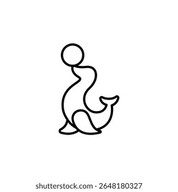 Elegant Sea Lion Line Art Balancing A Ball On Its Nose