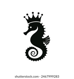 Elegant Seahorse Silhouette Vector - Marine Life Design
