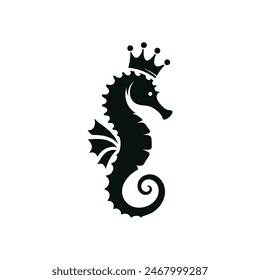 Elegant Seahorse Silhouette Vector - Marine Life Design