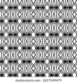 Elegant seamless abstract pattern with curved lines and geometric symmetry, ideal for wallpapers, fashion textiles, and decorative art projects.
