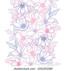 Elegant seamless anemone pattern with flowers, design elements. Floral  pattern for invitations, cards, print, gift wrap, manufacturing, textile, fabric, wallpapers