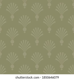 Elegante estilo Art Deco impecable con ventiladores o hojas de palma. Fondo con elementos en forma de shell. Un interminable telón de fondo al estilo de Nouveau.