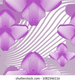 Elegant seamless background with abstract flowers of lines. Can be used for printing on packing paper, wallpaper, fabrics, in textiles, furniture fabric, interior decoration, fashion accessories