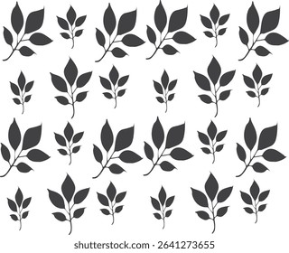 Elegant seamless black leaf print perfect for dark-themed designs, fabric textures, wall art, and modern packaging. EPS vector file.