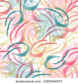 Elegant seamless botanical pattern made of spring flowers.  Blooming flower painting for summer.